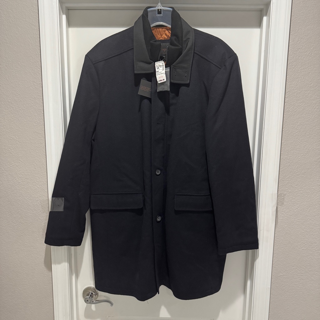 Brand New Jos A Bank Joseph Navy Wool Coat